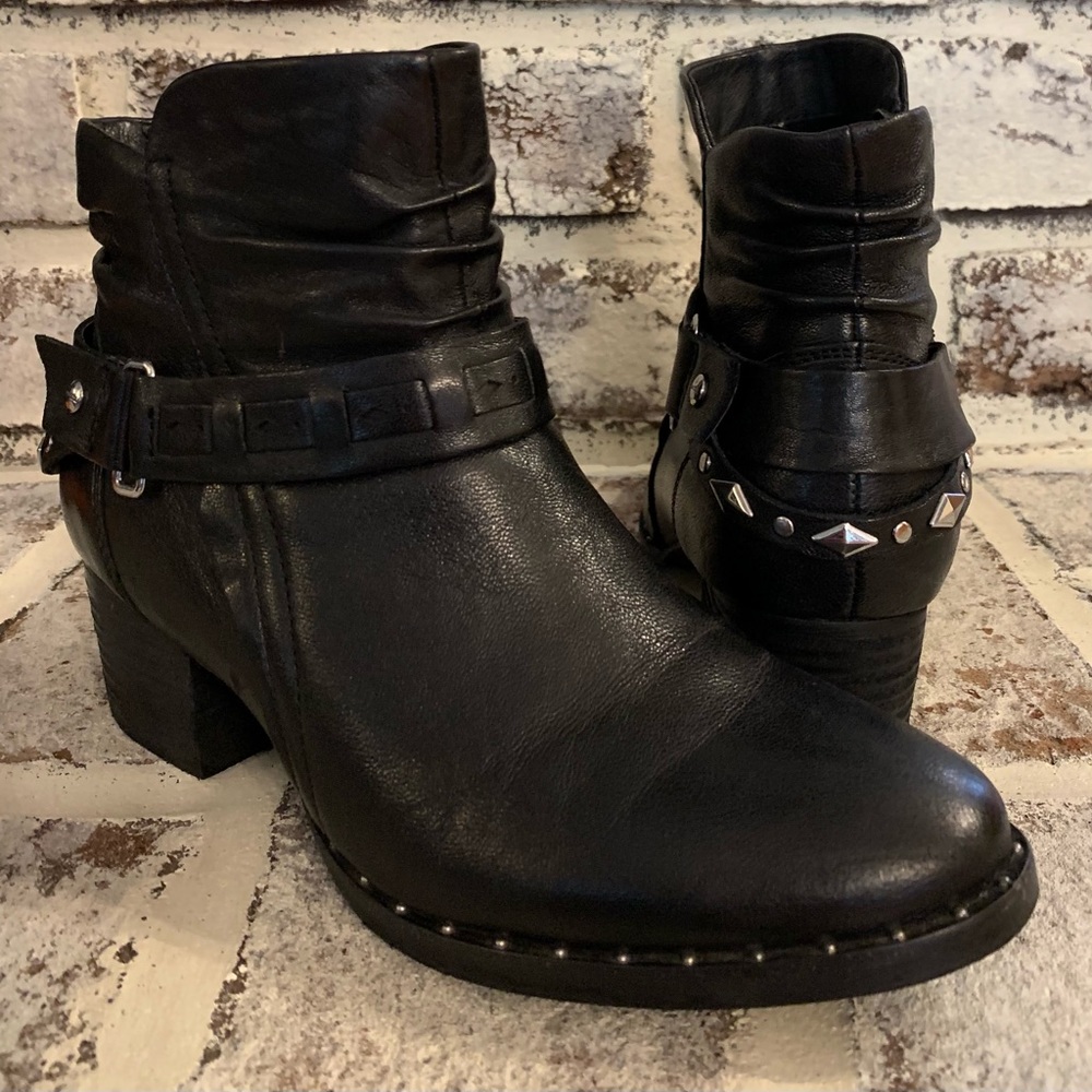 Black leather ankle boots